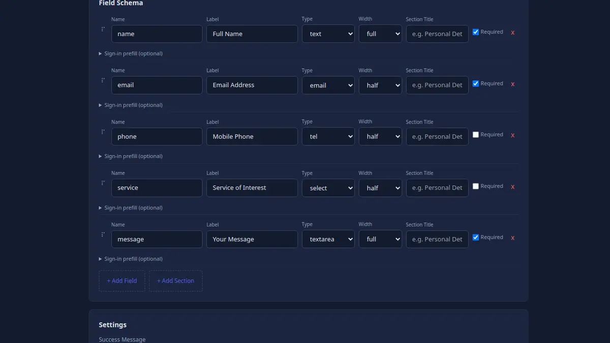 Sanctum Forms drag-and-drop form builder